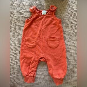 Baby French Terry Overalls Orange Poppy Color - Hanna Andersson